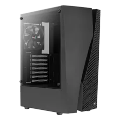 Gabinete Gamer Aerocool Wave V1, Mid Tower, Vidro Temperado, Black, ATX, Sem Fonte, Com 1 fan, 73876