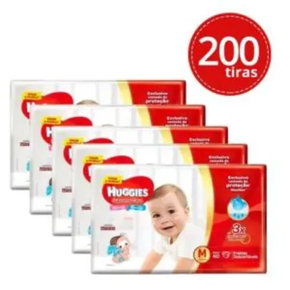 Kit 5 Fraldas Huggies Turma da Mônica Supreme Care Mega M - 200 Unidades