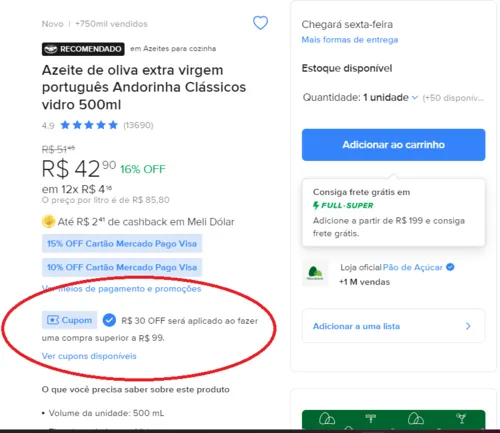 Imagem na descrição da promoção