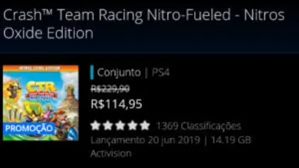 [PS STORE] Crash Team Racing Nitro-Fueled - Nitros Oxide Edition | R$ 115