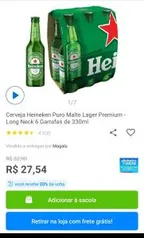 Pack cerveja Heineken - 6 unidades 330ml R$28 [R$22 MagaluPay]