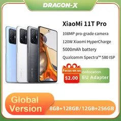 Versão Global Xiaomi 11T Pro Smartphone 128g Snapdragon 888 