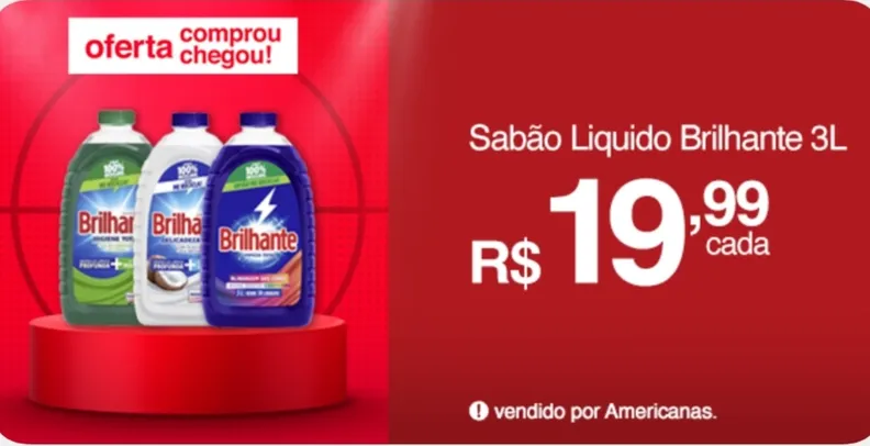 Detergente Líquido Brilhante Roupas Brancas E Coloridas 3l