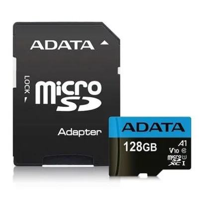 Cartão de Memória Adata MicroSDXC 128 GB Classe 10 com Adaptador | R$99