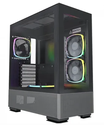 Gabinete Gamer Montech Sky Two, ARGB, Mid Tower, Vidro Temperado, ATX, Black Com 4 Fans