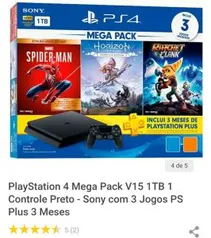 [Com cashback R$ 2170] Console Playstation 4 Slim 1Tb + 3 Jogos + PS Plus 3 meses