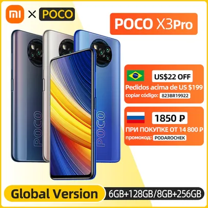 Poco X3 PRO Snapdragon 860, versão global, 6 + 128GB