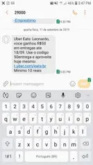 [usuários selecionados] Uber Eats - R$50 em entregas (Mínimo R$10 )