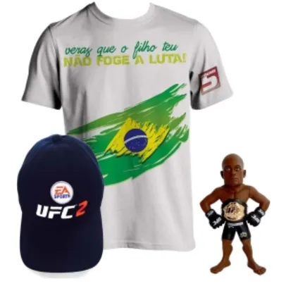 Boneco UFC Anderson Silva + Camiseta Round 5 Branca + Brinde Boné Exclusivo UFC 2 - R$ 39,90