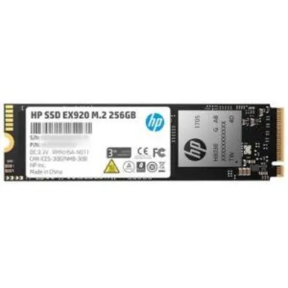 SSD HP EX920, 256GB, M.2, PCIe, NVMe, Leituras: 3200Mb/s e Gravações: 1200Mb/s
