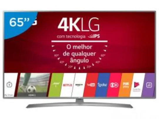 Smart TV LED 65” LG 4K/Ultra HD 65UJ6585 webOS - 2 USB 4 HDMI - R$ 4749