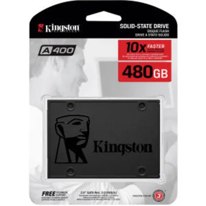 Ssd Kingston A400 480gb - 500mb/s Para Leitura E 450mb/s Para Gravação | R$356