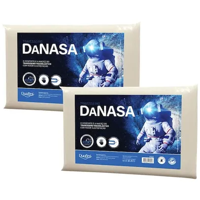 Travesseiro Duoflex Nasa Poliuretano Malha em Poliéster 36 x 56 cm – Bege – 2 unidades