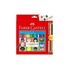 Lápis de Cor, Faber-Castell, Ecolápis Caras & Cores, 120124CC, 24 Cores + 3 Tons de Pele