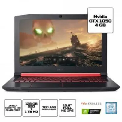 Notebook Gamer Aspire AN515-51-55YB Intel Core I5 8GB (GeForce GTX 1050 com 4GB) 1TB + SSD 128GB Tela IPS Full HD 15,6” Linux - Acer