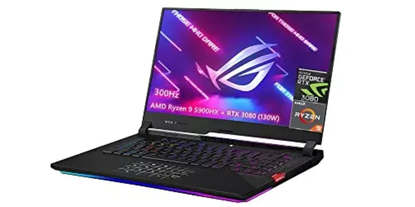 ASUS ROG Strix Scar 15 (2021), tela FHD IPS 15,6" 300 Hz, NVIDIA GeForce RTX 3080, AMD Ryzen 9 5900H