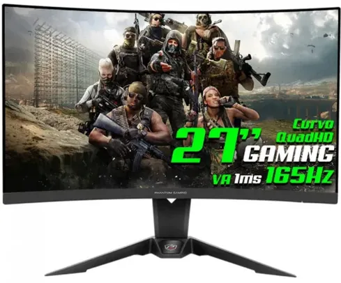 Monitor Gamer ASRock Phantom Gaming, 27 Pol, Curvo, VA, QHD, 1ms, 165Hz, 110% sRGB, FreeSync Premium