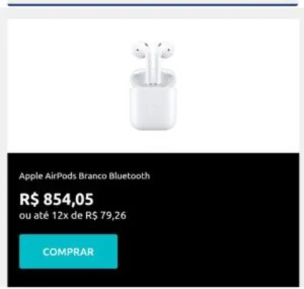 Fone de Ouvido Headphone Apple AirPods | R$854