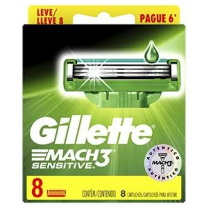 [PRIME] Carga para Aparelho de Barbear Gillette Mach3 Sensitive Leve 8 Pague 6 | R$38