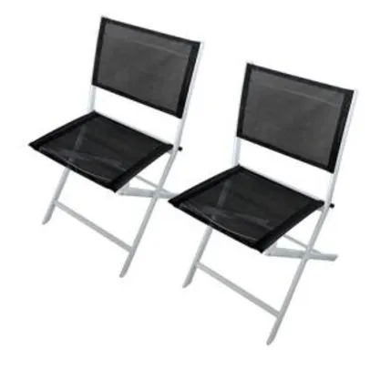 Kit com 2 Cadeiras Importado Cine Dobráveis - Branca/Preta R$ 55
