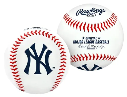 [Prime] Bola de beisebal com o logotipo do time New York Yankees da MLB, oficial, branco