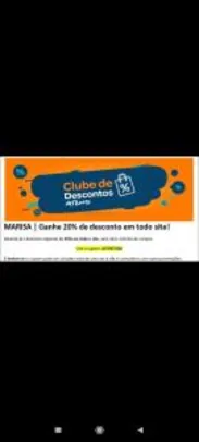 20% SEM VALOR MÍNIMO EM TODO O SITE