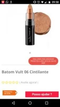 Batom Vult 06 cintilante - R$ 2,48