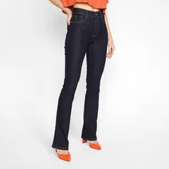 Calça Jeans Sawary Bootcut Cintura Alta Elastano Feminina