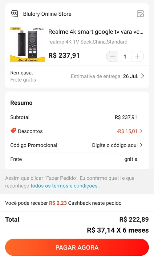 Imagem na descrição da promoção