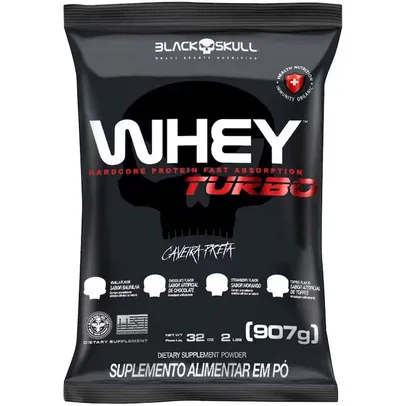 Whey Protein Black Skull Morango Whey Turbo, Refil - 907g