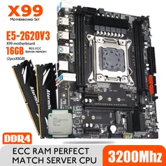 Kit placa mãe + Processador Xeon 2620v3 memória 2x 8gb 3200 MHz DDR 4 