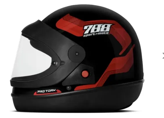 Capacete Fechado Pro Tork Sport Moto 788 COR/PRETO - VERMELHO TAMANHOS 56/58/60