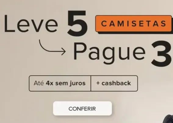 Leve 5 pague 3 Camisetas Chico Rei . A partir de R$ 29/cada