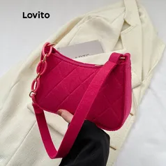 Bolsa de Ombro Lovito Pequena com Corrente para Mulheres LNE09129 (Rosa Pink/Preto)