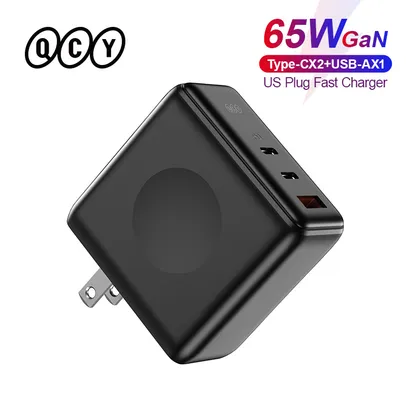 [Primeira Compra] Carregador gan Qcy 65w, 3 portas tipo c usb (Padrão americano)