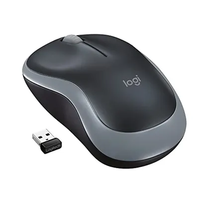 Mouse sem fio Logitech M185 com Design Ambidestro Compacto, Conexão USB e Pilha Inclusa - Cinza