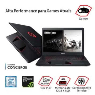 Notebook Samsung Gaming Odyssey Intel Core i7 8GB (GeForce GTX 1050 de 4GB) 1TB Tela LED Full HD 15,6" Windows 10 em 10x sem juros