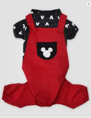 Roupa PET jardineira Mickey G vermelha | Disney