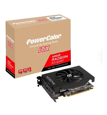 Placa de Vídeo PowerColor AMD Radeon RX 6400 ITX, 4GB, GDDR6, FSR, Ray Tracing, AXRX 6400 4GBD6-DH