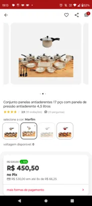 Conjunto panelas antiaderentes 17 pçs com panela de pressão antiaderente 4,5 litros