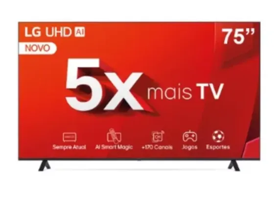 [APP] Smart TV 75" Ultra HD 4K LG 75UT8050PSA com Processador a5 Ger7 AI, Alexa/Chromecast Integrado, Wi-Fi, Bluetooth e HDMI