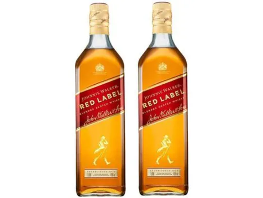 Kit Whisky Johnnie Walker Red Label Escocês 1L - 2 Unidades | R$145