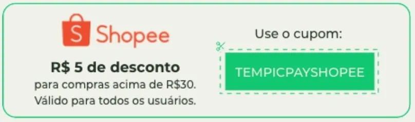 R$5 OFF acima de R$30 com cupom na Shopee