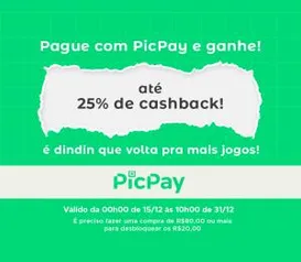 Ganhe Até R$40 de Cashback + 5% OFF Pagando com PicPay no Site da Hype Games