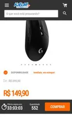 Mouse Gamer Logitech G305 Sem Fio Hero Lightspeed 12000DPI - R$150