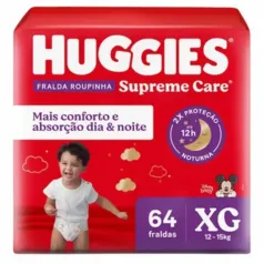 (Leve 2 por  R$ 79,90 Cada)Fralda Huggies Roupinha Supreme Care XG - 64 Unidades 64 Unidades