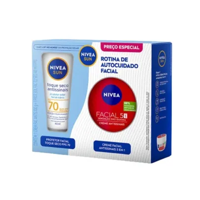 Kit Nivea Sun Protetor Solar Facial Antissinais Fps70 40ml + Creme Facial Antissinais 5 Em 1 100g