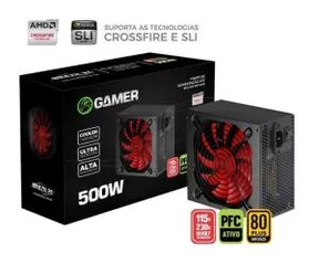 Fonte Gamer ATX 500W 80 Plus Bronze PFC Ativo BRAZILPC Bivolt 24 Pinos