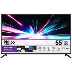 [AME SC R$ 1.775] Smart TV LED 55" 4K Philco PTV55G52R2C Roku TV com Dolby Audio HDR10 e Processador Quad-core