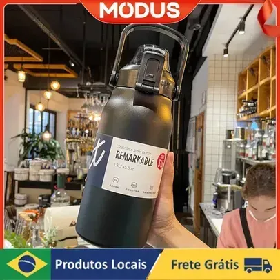 [Do Brasil] Garrafa Térmica em Aço Inoxidável com Alça 1700 ML